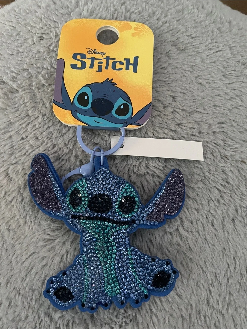 Disney Stitch Rhinestone Charm Keyring - Blue Teal